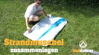 Strandmuschel zusammenlegen  und hinein ins MiniPackmaß [upl. by Ymmaj]