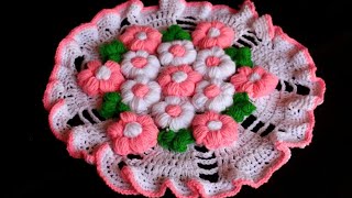 WOW Woolen rumal Design  HOW TO MAKE RUG TABLE MAT WOOLEN FLOOR MAT  Woolen Crochet DIY [upl. by Htebizile]