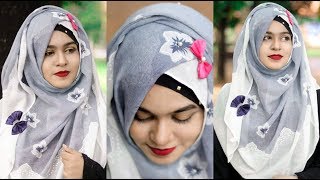 Without Neck Pin Side Swept Hijab Style with Large Coverage  Hijab Style For Class  MUNA [upl. by Alehtse]