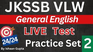 General English  Practice Set 2  JKSSB VLW Exam preparation  By Ishaan Gupta [upl. by Ezechiel]