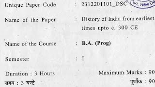 History of India from Earliest times upto C 300 CE  BA prog 1st Semester question paper dusol [upl. by Aiynat320]