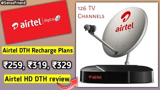 AIRTEL DTH Recharge Plans with DTH box review  Plans ₹259 ₹319 ₹329  126 TV Channels [upl. by Yuk927]