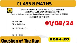 Class 8 Maths DOE MISSION MATHEMATICS Question of the Day Worksheet Solution  01082024 DOE MATHS [upl. by Aroel]