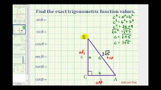 Find Trig Function Values Using a Right Triangle  Length of Hypotenuse Missing [upl. by Etteiram]