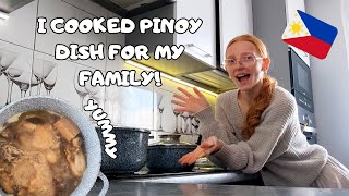 My First Time Cooking Filipino Adobo  FAMILY REACTION [upl. by Nilyaj]