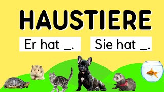 Haustiere Er hat   Sie hat  Deutsch lernen  Learn German  German Vocabulary  Deutsch A1 [upl. by Eblehs]