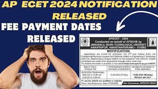 ap ecet 2024 notification ap ecet 2024 fee payment dates released ap ecet application online [upl. by Lyj237]