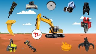 EXCAVATOR ATTACHMENT  MULCHER HYDRAULIC BREAKER ROCK SAW ROCK WHEEL DEMOLITION PILE DRIVER [upl. by Leiso]