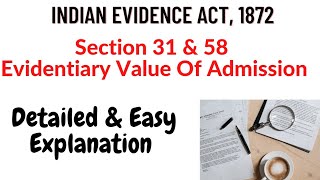 Evidentiary Value Of Admission  Indian Evidence Act 1872 [upl. by Aidnis]