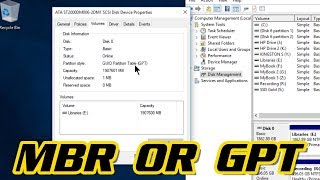 HOW TO CHECK IF A DISKDRIVE IS MBR OR GPT [upl. by Idyh657]