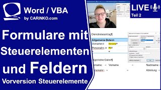 Indra Kohl Live  WordMusterFormular mit Steuerelementen erstellen Teil 2  carinkocom [upl. by Magavern]