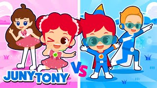 💗💙 Pink vs Blue Song More Kids Songs  Princess Songs  Cartoon  JunyTony [upl. by Aranahs102]