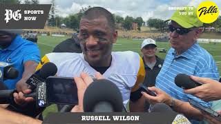 Steelers training camp Russell Wilson breaks down his first practice injury rehab [upl. by Diarmit]