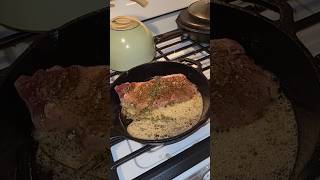 Basting Steak food cooking asmr cookingvideo steak [upl. by Aicnerolf]