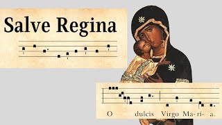 Salve Regina Hail Holy Queen lyrics in English and Latin with Gregorian chant notes [upl. by Alyworth820]