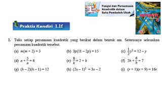 KSSM Matematik Tingkatan 4 Bab 1 Fungsi dan persamaan kuadratik dalam satu praktis kendiri 11f no2 [upl. by Kolk]