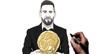 How to Draw Messi Ballon D Or 8  Step By Step [upl. by Nnayd]