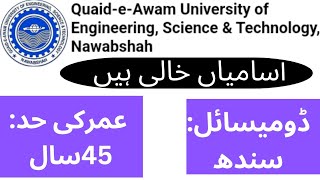 QuaideAwam University Nawabshah Jobs  QUEST Nawabshah Jobs [upl. by Newnorb]