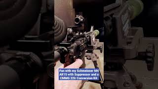 Fun with my Schmeisser M4 AR15 223 Remington  Suppressor and a CMMG Conversion Kit in 22lr [upl. by Anoirb]