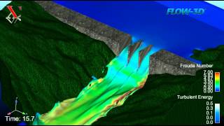 Flow3D hydraulic simulation  Dammed river reservoir draining  Flow over a Spillway [upl. by Trixi]