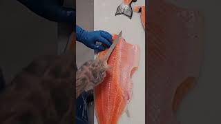 Asmr cutting salmon asmrvideo fish salmon [upl. by Ardenia608]