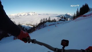 Lebensmüde Verrückter fährt legendäre Streif mit dem Fahrrad  SPORT1 [upl. by Luce339]