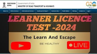 Learner Driving licence online test 2024  LL Test Question Answer l Live Exam online [upl. by Caresa]