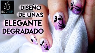 Diseño uñas elegante degradado morado y rosa flores  Nail art purple pink fading effect flower [upl. by Grayce]