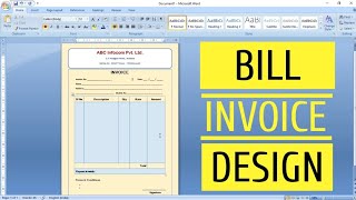 How to Create an Invoice in Microsoft Word  Bill Design in Microsoft Word [upl. by Akierdna124]