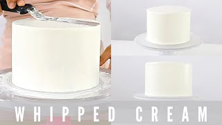 HOW TO DECORATE A CAKE WITH WHIPPED CREAM FOR BEGINNERS │ SHARP EDGES  SMOOTH SIDES │CAKES BY MK [upl. by Rives287]