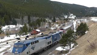 AMTK 23 and 174 lead the last Ski Train of 2024 through Rollinsville [upl. by Aroda]