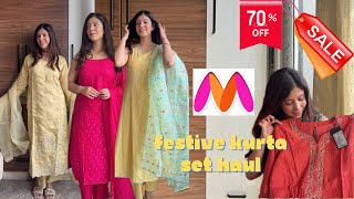 Huge Myntra kurta set haul  Myntra festive sale haul  kurta sets under INR 1500 myntrahaul [upl. by Edith]