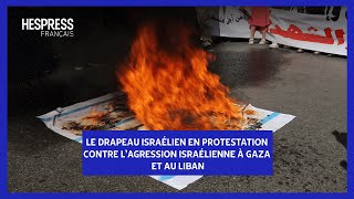 Le drapeau israélien en protestation contre lagression israélienne à Gaza et au Liban [upl. by Leseil759]