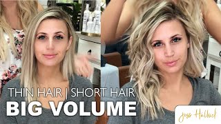 The Perfect 10 Minute Voluminous Bouncy Waves Tutorial  Short  Thin Hair  Jess Hallock [upl. by Larissa]