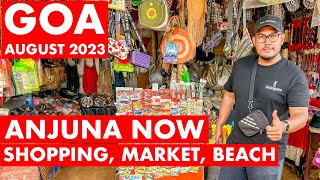 Goa  Anjuna Beach  August 2023  Situation Update  Anjuna MarketShopping Flea Market  Goa Vlog [upl. by Esinaj]