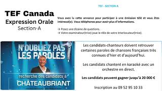 TEF CAnada expression orale section A pour participer dans lemmission de tele tefcanada tefexam [upl. by Zobkiw175]