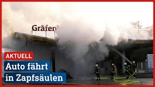 Tankstelle an der A5 brennt  Fahrer stirbt  hessenschau [upl. by Arihppas]