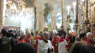 Church of the Holy Sepuchre Jerusalem Palm Sunday Procession [upl. by Enyad]