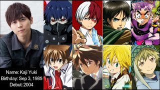 Top 30 roles by Kaji Yuki Eren Todoroki Yukine Meliodas Issei Shuu Sabito [upl. by Kerianne]