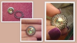 Basic Beaded rivoli Beading Tutorial by HoneyBeads1 Photo tutorial [upl. by Sena]