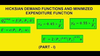 Hicksian Demand Function and Minimized Expenditure FunctionPartI [upl. by Aliuqahs]