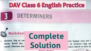 Determiners DAV Class 6 English Practice Unit 3 SolutionADARSH 999 [upl. by Alra]