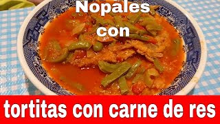 Nopales con tortitas de carne de res La sencilla cocina de criti [upl. by Bibeau]