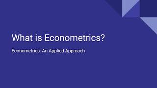 11  What is Econometrics [upl. by Latsirk]