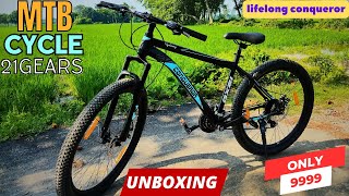 Unboxing MTB Cycle Lifelong Conqueror With  SHIMANO GEAR 21 Speed  Under 10K  Review [upl. by Hogue]