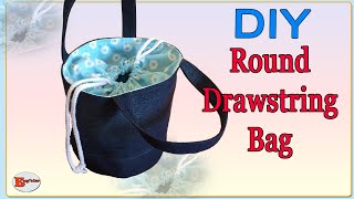 ROUND DRAWSTRING BAG  ROUND BOTTOM DRAWSTRING BAG TUTORIAL  RECYCLE JEANS INTO BAGS OLD JEANS DIY [upl. by Isobel798]