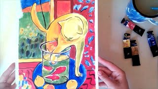 Cat With Red Fish Chat Aux Poissons Rouges by Henri Matisse in acrylics [upl. by Tcideneb]