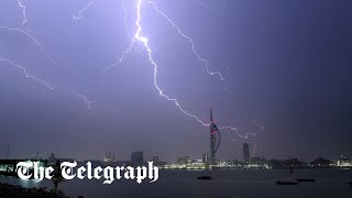 Lightning storms batter south England and Wales [upl. by Eldrida638]