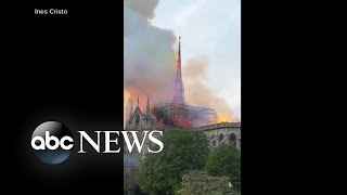 French President reacts to Notre Dame cathedral fire We will rebuild it [upl. by Ahtekahs]