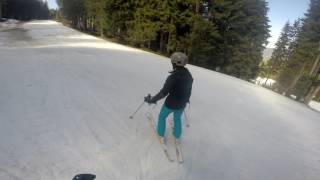 Beginners Skiing Slushy Green Marvel Run Grand Massif France [upl. by Rumilly]